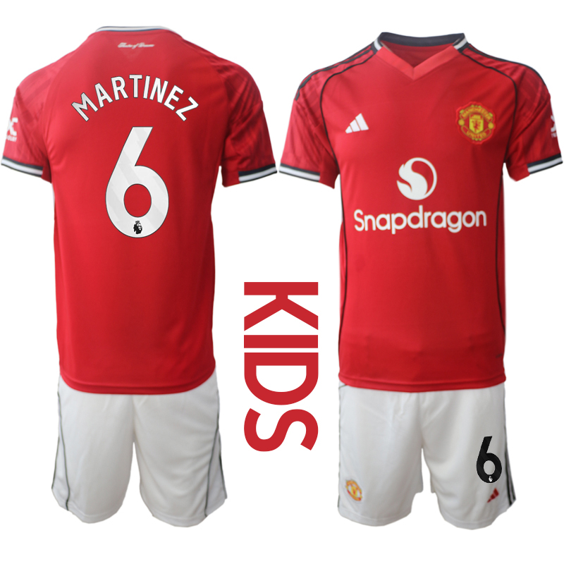 Youth 2025-2026 Club Manchester United home Red #6 Soccer Jersey